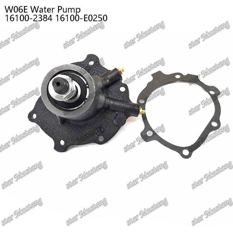 W06E ปั๊มน้ําเครื่องยนต์ 16100-2384 16100-E0250 สําหรับอะไหล่เครื่องยนต์ HINO