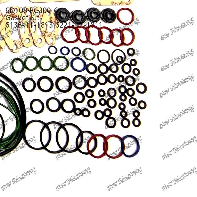 ชุดก๊าซเก็ตเต็ม 6D108 PC300-6 6136-11-1813 6221-17-1811 ชุดก๊าซเก็ตสําหรับ Komatsu เครื่องยนต์ดีเซลซ่อมแซมชิ้นส่วน