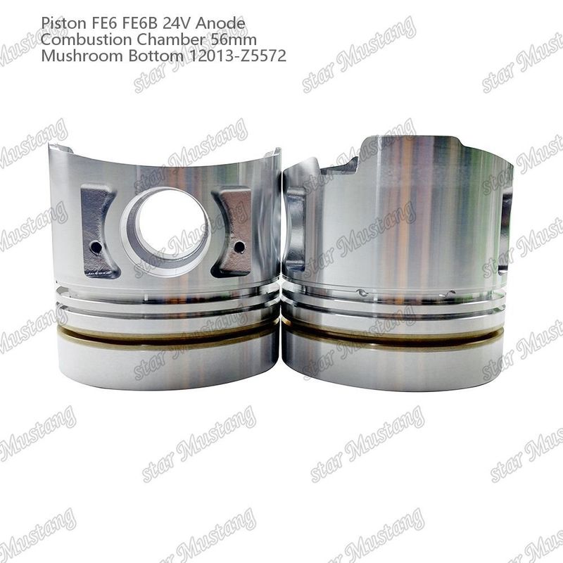 พิสตัน FE6 FE6B 24V ห้องเผาไหม้ 56 มิลลิเมตร แอนโดดพื้นเห็ด 12013-Z5572 สําหรับอะไหล่เครื่องยนต์ Nissan