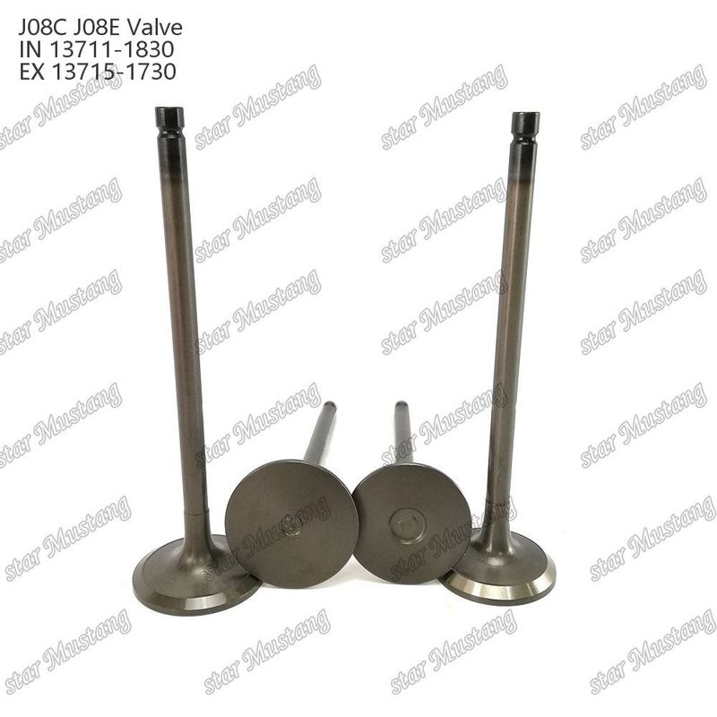 วาล์วเครื่องยนต์ J08E IN 13711-1830 EX 13715-1730 เหมาะสําหรับอะไหล่เครื่องยนต์ Hino