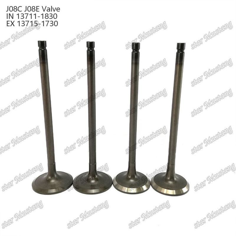 วาล์วเครื่องยนต์ J08E IN 13711-1830 EX 13715-1730 เหมาะสําหรับอะไหล่เครื่องยนต์ Hino