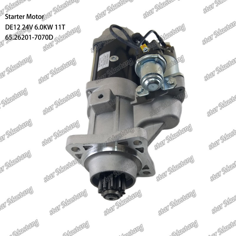 DE12 มอเตอร์สตาร์เตอร์มอเตอร์ 24V 6.0KW 11T 65.26201-7070D สําหรับ DOOSAN DAEWOO อุปกรณ์สํารองเครื่องยนต์