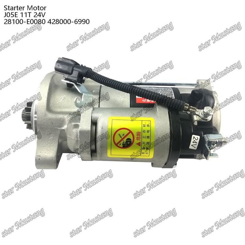 J05E มอเตอร์สตาร์เตอร์ มอเตอร์ 11T 24V 28100-E0080 428000-6990 สําหรับอะไหล่เครื่องยนต์ HINO